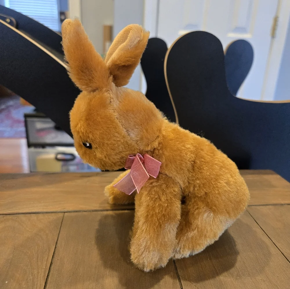 Brown Plush Bunny with Pink Bow